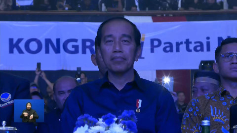 Presiden Jokowi pada pembukaan Kongres III Partai NasDem di JCC, Jakarta, Minggu (25/8/2024). Foto: Youtube/ NasDem TV