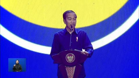 Presiden Jokowi pada pembukaan Kongres III Partai NasDem di JCC, Jakarta, Minggu (25/8/2024). Foto: Youtube/ NasDem TV