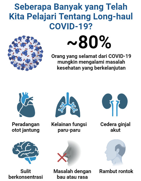 Kemungkinan Komplikasi Long-haul COVID-19. Gambar dibuat menggunakan program Biorender (karya sendiri).