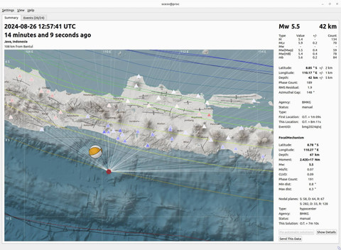 Update informasi parameter dan kekuatan gempa Gunungkidul. Foto: Dok. BMKG