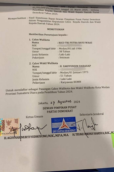 Demokrat alihkan dukungan dari Aulia ke Rico Waas di Pilwalkot Medan. Foto: Dok: Istimewa 