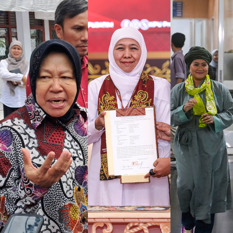 Kolase Foto: Risma, Khofifah, dan Luluk, akan bertarung di Pilgub Jatim 2024. Foto: Dok. kumparan