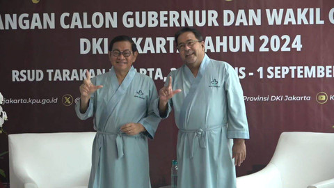   Pramono Anung dan Rano Karno jalani pemeriksaan kesehatan hari ini, Jumat (30/8). Foto: Alya Zahra/Kumparan