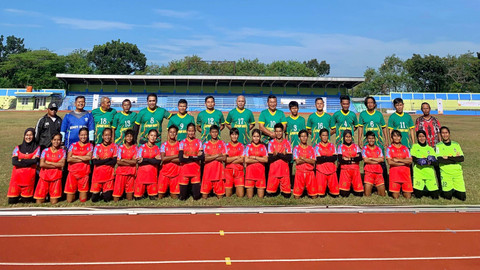 Tim sepak bola wanita PON Bangka Belitung. Foto: Fila Hadianto