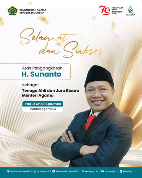 Sunanto menjadi tenaga ahli Kemenag. Foto: Instagram/ @kemenag_ri