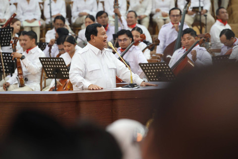 Pidato Prabowo di Rapimnas Gerindra, Indonesia Arena, Sabtu (31/8) Foto: Dok: Istimewa 