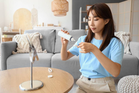 Ilustrasi perempuan memakai softlens atau lensa kontak. Foto: Shutterstock