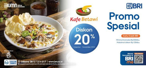 Promo BRI untuk menyantap makanan di Kafe Betawi. Foto: dok. BRI