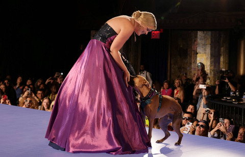 Model meragakan busana kreasi Catwalk Furbaby dalam New York Fashion Week di New York, Amerika Serikat, Kamis (5/9/2024). Foto: Kent J Edwards/Reuters