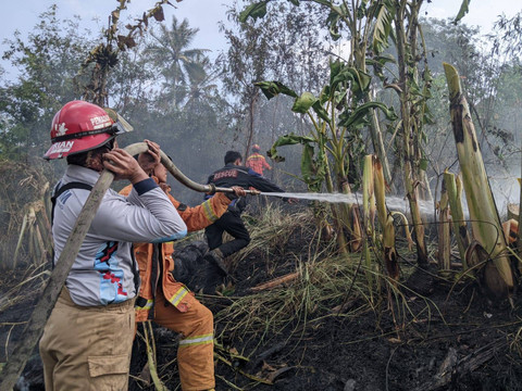Kebakaran lahan di Jalan KH Agus Salim, Gang Kapten Abdul Haq, Kaliawi, Tanjung Karang Pusat, Kota Bandar Lampung. | Foto: Dok Damkar Kota Bandar Lampung