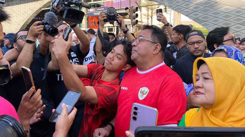 Pasangan Cagub-Cawagub Jakarta Pramono-Rano si CFD, Bundaran HI, Jakarta pada Minggu (8/9/2024) pagi.  Foto: Abid Raihan/kumparan
