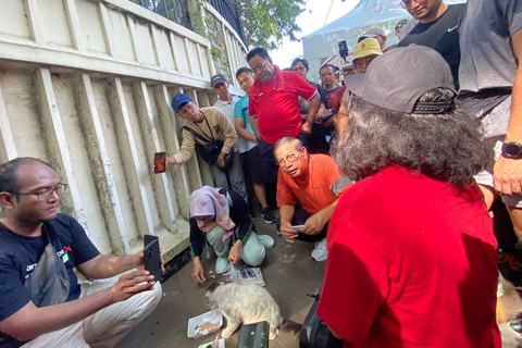 Bacagub dan Bacawagub Jakarta, Pramono Anung-Rano Karno bertemu dengan Animal Defenders Indonesia saat car free day (CFD) di Kawasan Bundaran HI, Jakarta, Minggu (8/9/2024). Foto: Abid Raihan/kumparan