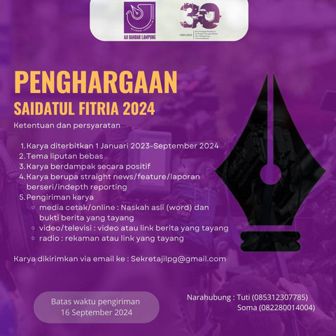 Flayer penghargaan Saidatul Fitriah. | Foto: Ist