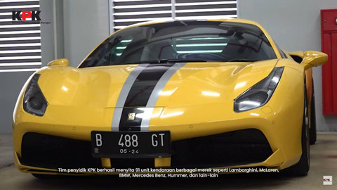Mobil Lamborghini milik Rita Widyasari yang disita KPK. Foto: Youtube/KPK RI