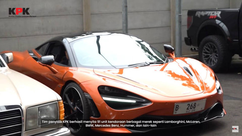 Mobil McLaren milik Rita Widyasari yang disita KPK. Foto: Youtube/KPK RI