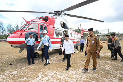 Wakil Presiden Ma'ruf Amin tiba di Kabupaten Bangka Selatan, Kepulauan Bangka Belitung pada Selasa (10/9/2024).  Foto: BPMI Setwapres