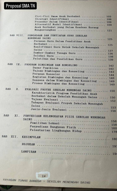 Arsip Proposal Prabowo untuk dirikan SMA Taruna Nusantara (TN) di tahun 1988. Foto: Dok. Istimewa