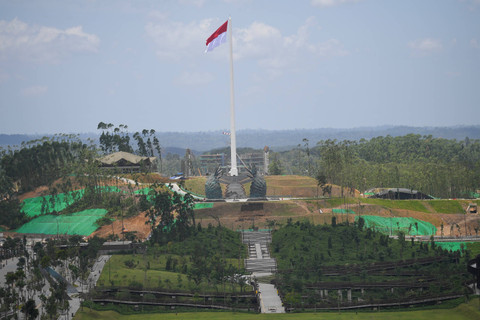 Suasana Sumbu Kebangsaan terlihat dari Istana Garuda, Ibu Kota Nusantara (IKN), Penajam Paser Utara, Kalimantan Timur, Jumat (13/09/2024). Foto: M Risyal Hidayat/ANTARA FOTO