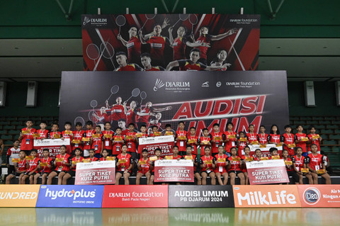 Pengumuman peraih Super Tiket Audisi Umum PB Djarum 2024 di GOR Djarum Jati, Kudus, Jawa Tengah, pada Sabtu (14/9). Foto: Dok. PB Djarum