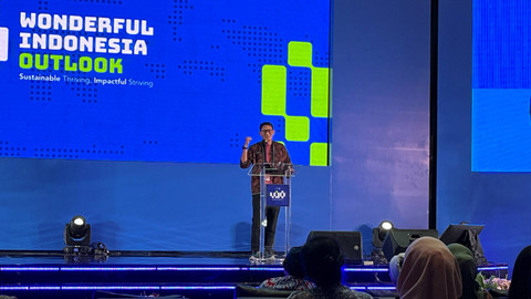 Menparekraf Sandiaga Uno dalam acara Wonderful Indonesia Outlook 2024/2025 di Hotel Fairmont, Jakarta, Kamis (19/9/2024). Foto: Gitario Vista Inasis/kumparan