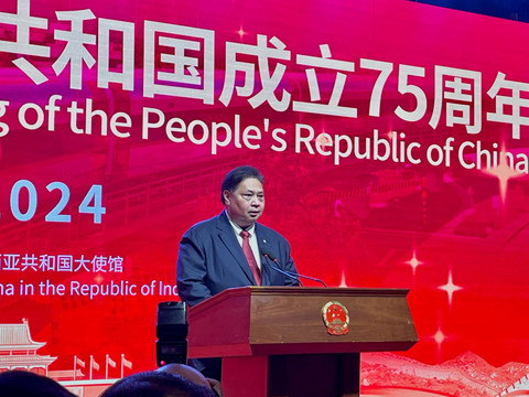 Menko Airlangga Hartanto di Perayaan 75 Tahun Republik Rakyat China di Hotel Raffles Jakarta Selatan pada Kamis (19/9/2024). Foto: Tiara Hasna/kumparan