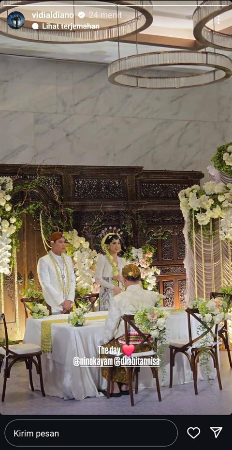 Nino RAN resmi menikah dengan Dhabitannisa. Foto: Instagram @vidialdiano