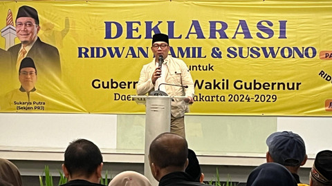 Proses deklarasi dukungan relawan PRJ kepada pasangan Ridwan Kamil-Suswono di Hotel Cityloog Tebet, Jakarta Selatan, Jaksel, Sabtu (21/9/2024). Foto: Luthfi Humam/kumparan