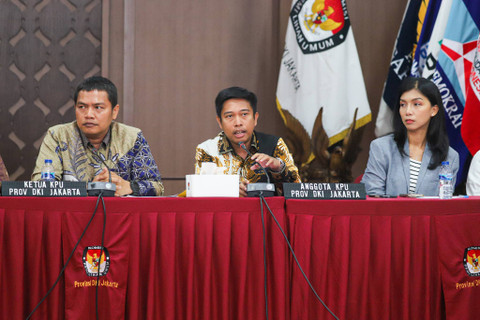 KPU DKI Jakarta menggelar rapat pleno penetapan paslon untuk Pilgub Jakarta 2024 di Kantor KPU DKI Jakarta, Jakarta Pusat, Minggu (22/9/2024). Foto: Iqbal Firdaus/kumparan