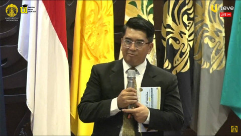 Rektor Universitas Indonesia terpilih, Prof. Dr. Ir. Heri Hermansyah memberika sambutan. Foto: Youtube/Universitas Indonesia