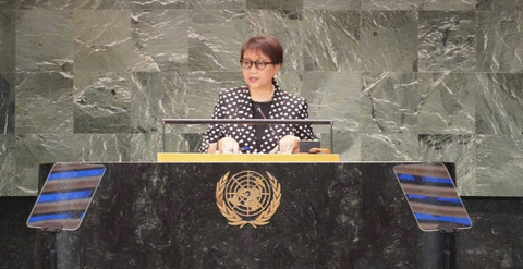 Menteri Luar Negeri Republik Indonesia Retno Marsudi menghadiri Konferensi Tingkat Tinggi untuk Masa Depan (Summit of the Future) yang diselenggarakan di Markas Besar PBB New York, 22-23 September 2024. Foto: Dok. Kemenlu RI