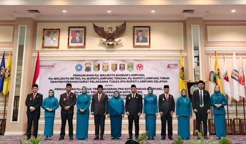 Pengukuhan Pjs dan Plt lima kepala daerah yang kepala daerah oleh Pj Gubernur Lampung, Samsudin | Foto Eka Febriani / Lampung Geh