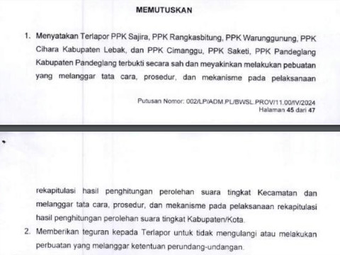 Putusan Bawaslu soal gugatan Bonnie Triyana terhadap Tia Rahmania dan PPK dalam Pemilu 2024. Foto: dok Bawaslu