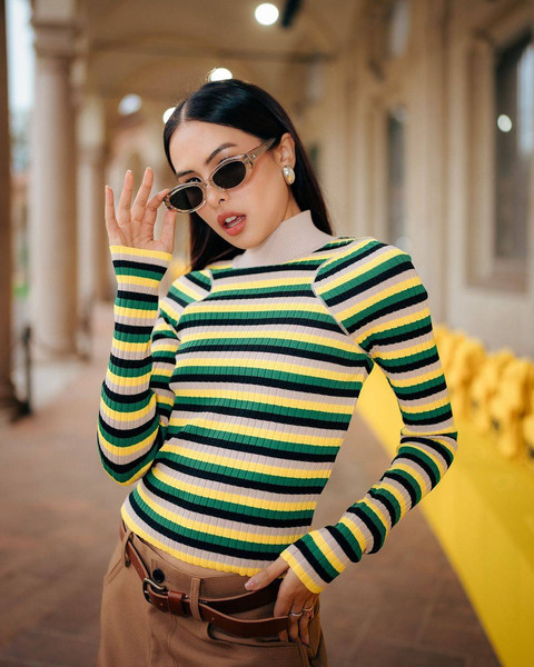 Gaya Maudy Ayunda di Onitsuka Tiger Milan Fashion Week 2024. Foto: Instagram @maudyayunda