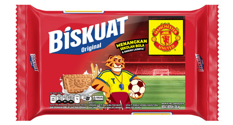 Biskuat hadirkan kolaborasi bersama salah satu icon tim sepak bola dunia Manchester United melalui program khusus. Foto: Dok. Biskuat