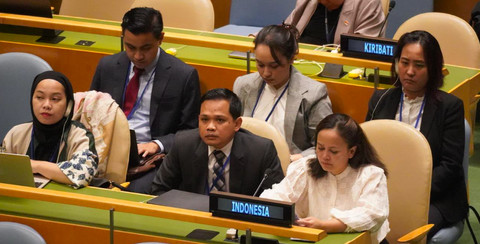 Delegasi Indonesia ini turut walk out saat PM Netanyahu pidato di sidang Majelis Umum PBB di New York, 27 September 2024.  Foto: Kemlu RI