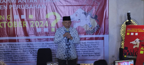 Ketua Majelis Syuro Partai Ummat, Amien Rais, dalam kegiatan Silaturahmi Elemen Masyarakat dan Lintas Tokoh yang digelar di Aljzera Signature Restoran, Menteng, Jakarta Pusat. Foto: Rachmadi Rasyad/kumparan
