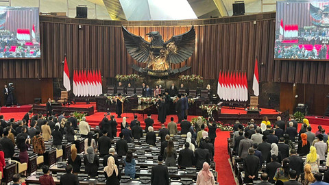 Pengucapan sumpah janji pimpinan MPR RI periode 2024-2029, di Jakarta, Kamis (3/10). Foto: Haya Syahira/kumparan