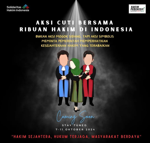 Solidaritas Hakim Indonesia aksi cuti bersama 7-11 Oktober 2024 karena tak naik gaji sejak 12 tahun lalu. Foto: Instagram/@solidaritas_hakim_indonesia