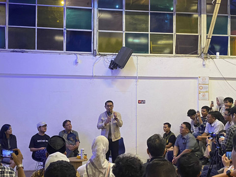 Cagub Jakarta Ridwan Kamil Diskusi tentang tata kota dan desain kota di M Bloc Space, Jakarta Selatan pada Kamis (3/10/2024). Foto: Abid Raihan/kumparan