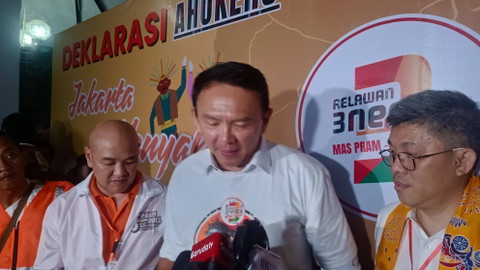 Ahok saat dijumpai usai mendampingi Pramono-Rano menerima deklarasi dukungan dari Ahokers di Senayan, Jakpus, Sabtu (5/10). Foto: Thomas Bosco/kumparan
