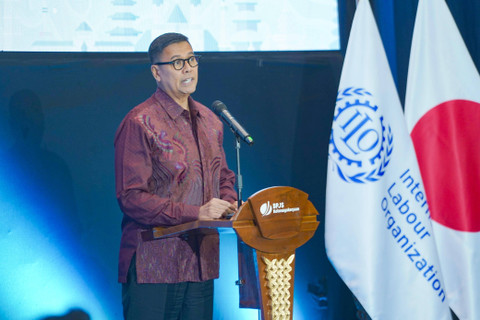 Direktur Utama BPJS Ketenagakerjaan Anggoro Eko Cahyo pada forum Asia Expert Roundtable On Unemployment Protection di Jakarta. Foto: Dok. BPJS Ketenagakerjaan
