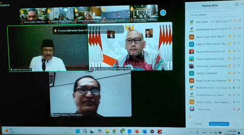 Mensos  Saifullah Yusuf menggelar rembukan nasional lewat zoom meeting yang diikuti 832 peserta se-Indonesia ini terkait isu terkini. Foto: Dok. Kemensos