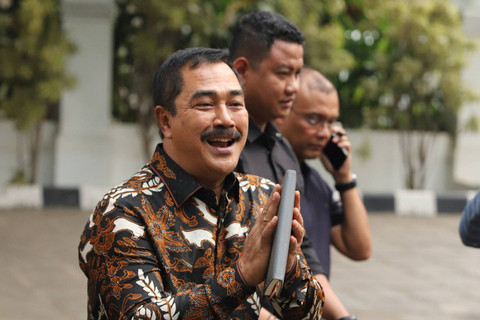 Agus Andrianto di kediaman Presiden terpilih Prabowo Subianto di Jalan Kertanegara, Jakarta Selatan, Senin (14/10/2024). Foto: Iqbal Firdaus/kumparan