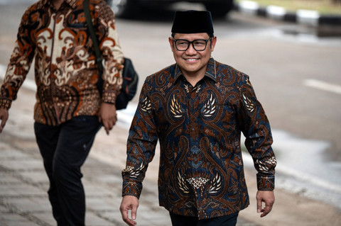 Ketua Umum PKB Muhaimin Iskandar tiba di kediaman Presiden terpilih Prabowo Subianto, Kertanegara, Jakarta Selatan, Senin (14/10/2024). Foto: Aprillio Akbar/ANTARA FOTO