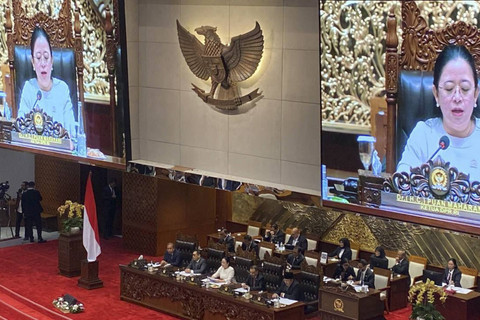 Suasana rapat paripurna DPR  di Kompleks Parlemen, Senayan, Jakarta, Selasa (15/10/2024). Foto: Luthfi Humam/kumparan