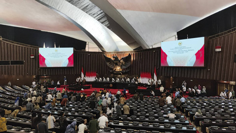 Suasana gladi bersih pelantikan presiden dan wakil presiden terpilih di Kompleks Parlemen, Senayan, Jakarta Pusat, Sabtu (19/10/2024). Foto: Jonathan Devin/kumparan