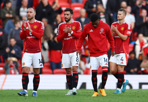 Pemain Manchester United usai mengalahkan Brentford di Old Trafford, Manchester, Inggris, 19 Oktober 2024. Foto: REUTERS/Molly Darlington