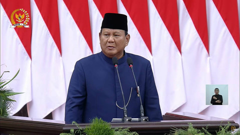 Presiden Prabowo Subianto berpidato usai dilantik menjadi presiden periode 2024-2029 di Gedung Nusantara, kompleks Parlemen, Senayan, Jakarta, Minggu (20/10/2024). Foto: Youtube/ MPRGOID.