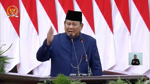 Presiden Prabowo Subianto berpidato usai dilantik menjadi presiden periode 2024-2029 di Gedung Nusantara, kompleks Parlemen, Senayan, Jakarta, Minggu (20/10/2024). Foto: Youtube/ MPRGOID