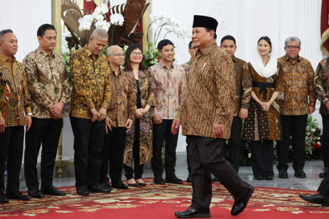 Presiden Prabowo Subianto mengumumkan Menteri dan Wakil Menteri Kabinet Merah Putih di Istana Kepresidenan, Jakarta, Minggu (20/10/2024). Foto: Dok. Istimewa